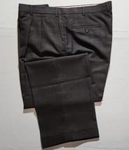 Mens Daniel Cremieux Gray Plaid Pleated Cuffed Lined Dress Pants - 40 x 32 - £30.24 GBP