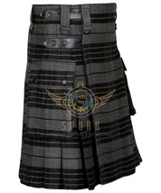 Men&#39;s Scottish Utility kilts Two Side Pockets Grey Watch Tartan kilt - £33.63 GBP