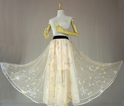 Gold Sparkly Maxi Tulle Skirt Women Custom Plus Size Party Prom Tulle Skirt image 5