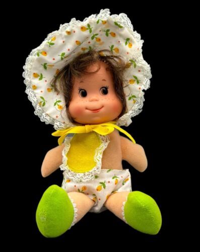 Vintage Mattel Sweet Baby Bonnet Beans Bib Doll Yellow Flowers Cloth Plush Toy - $13.54