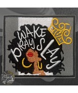Wake Pray Slay Black Women Afro Crown Iron On Patch Embroidered Craft Ap... - $9.60 CAD