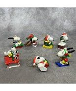 7 Peanuts Snoopy Christmas Ornaments United Feature Syndicate (Vinyl?) H... - $25.47