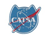 CATSA LEAF IRON ON PATCH 3&quot; Fun Funny Cat Shape Nasa Space Embroidered A... - $3.95