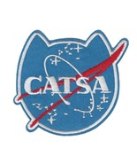CATSA LEAF IRON ON PATCH 3&quot; Fun Funny Cat Shape Nasa Space Embroidered A... - $5.41 CAD