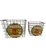Vintage Rustic Apples Pies Metal Locker Baskets Industrial Farmhouse Sto... - £37.45 GBP