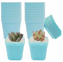 48 Pack 3 Inch Plastic Square Nursery Pots, Blue Plastic Plant Pot with ... - $16.82