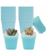 48 Pack 3 Inch Plastic Square Nursery Pots, Blue Plastic Plant Pot with ... - $16.82