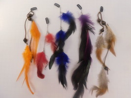 5 Asst Feather Hair Extensions Hippie Punk Bohemian Teens Rooster Tail Set - £12.39 GBP