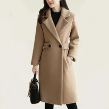 Women Overcoat Stylish Mid-length Women&#39;s Overcoat with Turn-down Collar Belted  - £55.74 GBP+
