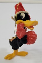 Q) Vintage Looney Tunes 1970s Daffy Duck Flocked Christmas Tree Santa Or... - $4.94