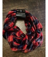 Scarf Black &amp; Red Plaid Infinity Scarf 33x6 Fleece Soft New Virah Bella - $8.90