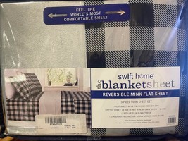 The Blanket Sheet Reversible Mink Flat Sheet 3 Piece Twin Set Grey - $37.99