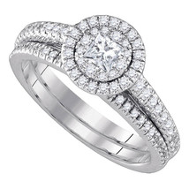 14k White Gold Princess Diamond Bridal Wedding Engagement Ring Band Set 3/4 Ctw - £1,361.51 GBP