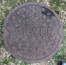 Vintage Manhole Sewer Cover Heavy Cast Iron Opelika AL 23&quot; Large Heavy - £237.28 GBP