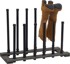 Mygift Industrial Black Metal Pipe &amp; Rustic Grey Wood Freestanding Boot ... - £45.49 GBP