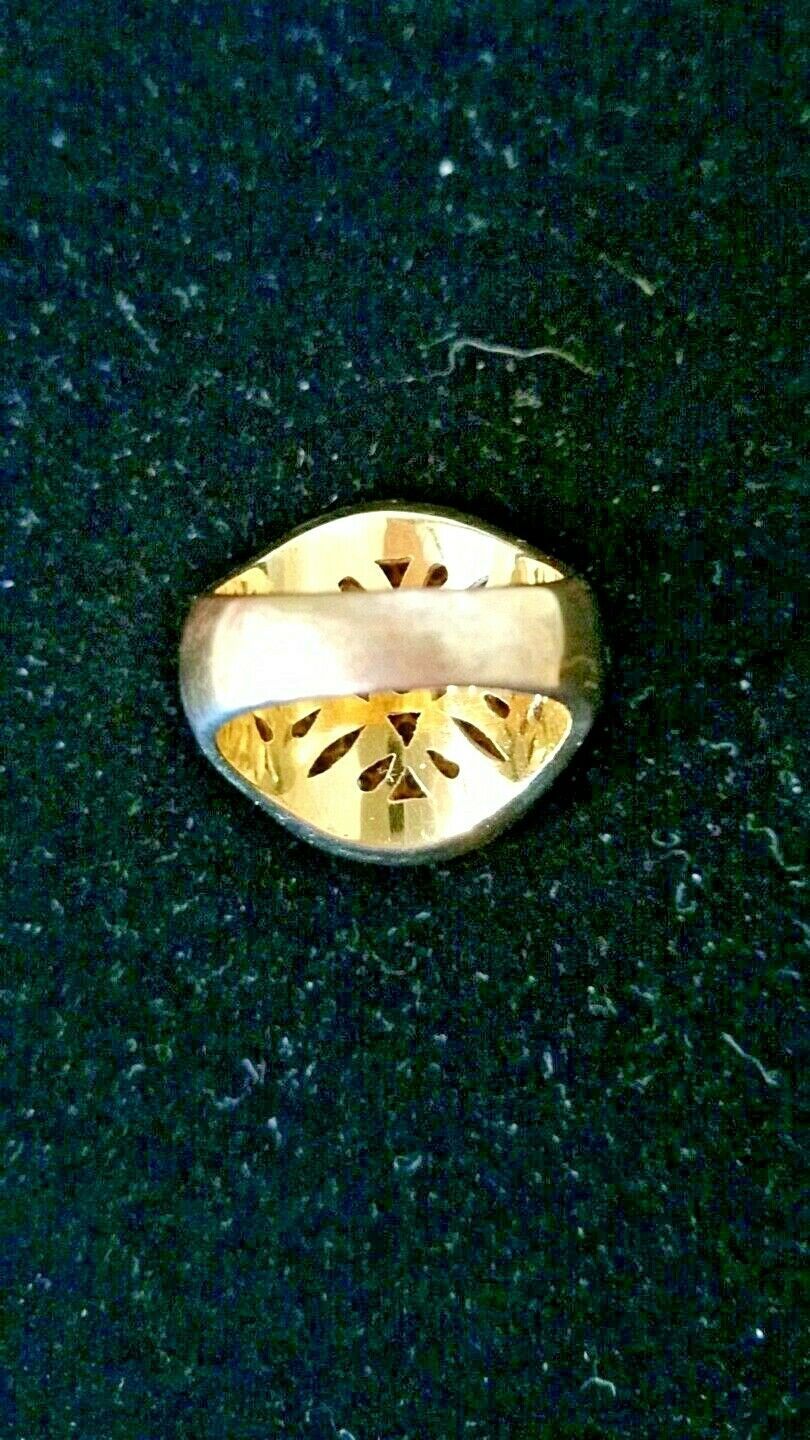 Size 6 Unbranded Yellow Gold Tone Round Dome Ring Clear Prong Set Pave Stones Item image 9