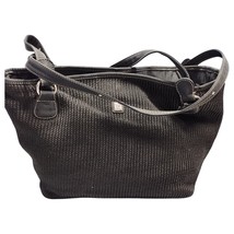 Lina Tote Double Handles Shoulder Bag Large Purse Women&#39;s Black Solid Woven - $499.51 MXN