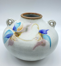 Vintage Hand-Painted Art Pottery Double Loop Handled Ball Vase - Signed, Pastel - £18.19 GBP