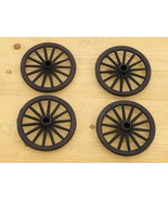 4 Small Cast Iron Wagon Wheel 6 3/4&quot; Wide Table Cart Wheels Spoke Rustic... - £59.80 GBP