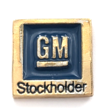 VTG General Motors GM Stockholder Blue Black Gold Tone Enamel Pin Advertise - $12.99