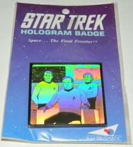Classic Star Trek TV Series Kirk on Bridge Hologram Pin Badge 1992 NEW U... - £7.65 GBP