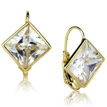 LO3867 - Gold Brass Earrings with AAA Grade CZ  in Clear - $18.49