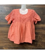 Cat and Jack Girls Shirt Girls XL 14/16 Orange Coral Flutter Sleeve Croc... - $9.44 CAD