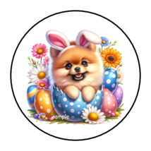 30 Easter Pomeranian Envelope Seals Stickers Labels Tags 1.5&quot; Round Puppy Dog - £6.19 GBP