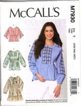 McCall&#39;s M7930 Misses XS to M Easy Boho Casual Tops Uncut Sewing Pattern... - $14.86