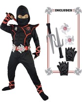 Spooktacular Creations Boys Ninja Deluxe Costume for Kids Black XXL - £19.68 GBP