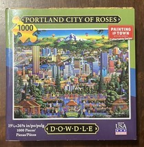 Dowdle Folk Art Jigsaw Puzzle - Portland City of Roses - 1000 pieces complete! - £13.50 GBP