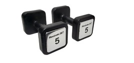 Vintage Reebok 1 Pair 5 lbs Pounds Each  Square Dumbells Weights  Chrome (#5.0#) - £29.95 GBP