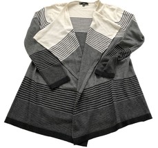 Slonl Open Cardigan Black Gray Ivory Sweater Medium Great With Jeans - £14.78 GBP