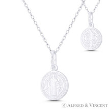 St. Benedict of Nursia &amp; Cross 925 Sterling Silver Reversible 12mm Medal Pendant - $16.38+