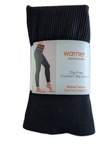 Warners Blissful Benefits Black Dig-Free Waistband Ribbed Legging S/M RN... - $1.78