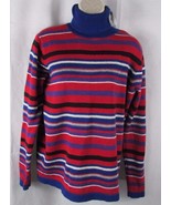 Women&#39;s Investments red white blue striped sweater Large New turtleneck - £11.14 GBP