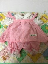 Vintage Cabbage Patch Kid Harder To Find Pink Shoulder Tie Dress &amp; Bloomers - $85.00