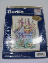 Bucilla Cross Stitch Kit Garden Friend New #42127 Watering Can Mouse Floral  5x7 - £7.59 GBP