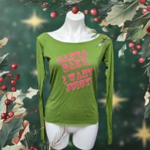 NWT Y2K Vintage RARE Green Graphic Long Sleeve Tee SANTA BABY, I WANT JU... - $163.34