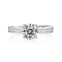 1 Ct Round Cut Classic Four Claw Moissanite  14k White Gold Over Adjustable Ring - £90.08 GBP