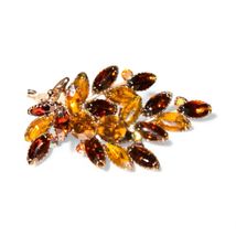 Vintage Large 3” Yellow &amp; Brown Rhinestone Brooch/Pin Gold Tone Prong Set - €17,18 EUR