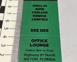 Matchbook Cover  Office Lounge  Coldest Beer In Town  Milton, FL  gmg  U... - $12.38