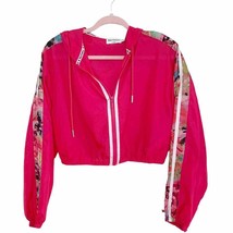 Juicy Couture Pink Floral Striped Long Sleeve Zip Front Windbreaker Cropped - £32.97 GBP