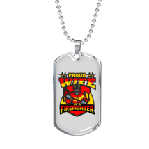 Proud Firefighter&#39;S Wife Necklace Stainless Steel or 18k Gold Dog Tag 24&quot; Chain - £37.92 GBP+