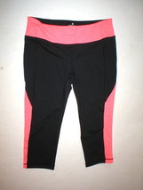 Womens Athleta Crop Pants Pilates Yoga Casual XL Black Bright Coral Oran... - $98.01