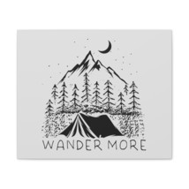 Personalized Canvas Wall Art: &quot;Wander More&quot; Camping Scene in Black and W... - £19.53 GBP+