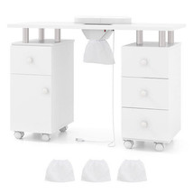 Manicure Table Nail Desk with Electric Dust Collector and 3 Dust Bags-White - Co - €242,65 EUR