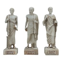 Set of 3 Socrates Aristotle Plato Greek Philosophers Grey Statue Sculpture Small - £49.69 GBP