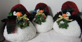 Russ Berrie Stuffed animal Penguin POOF 10&quot; Winter Christmas Holiday Decoration - £25.42 GBP