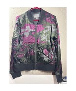 Marrakech Anthropologie Bomber Jacket Camo Purple Green Black Satin Size... - $38.45